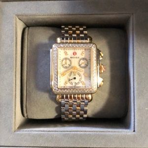 Two-Tone Michele watch w/ diamonds